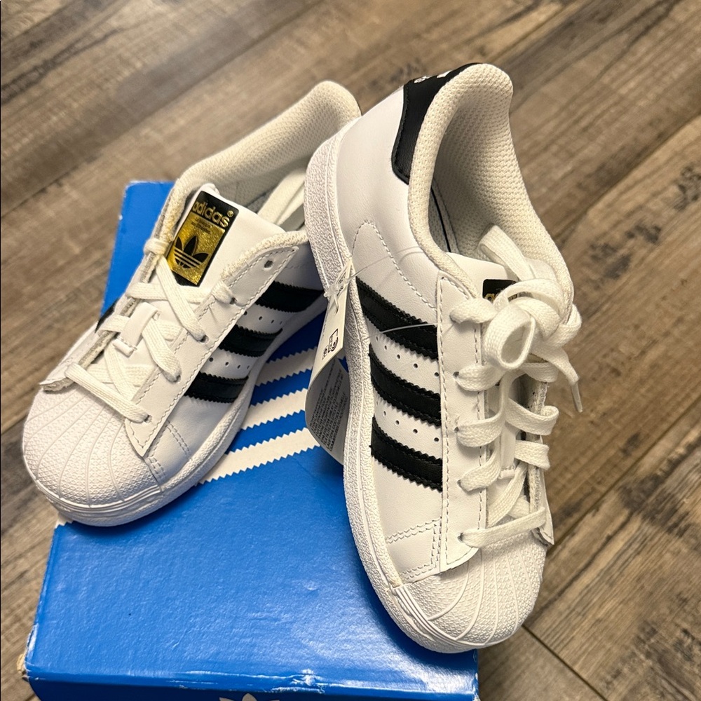 Adidas Kids Classic White and Black Sneakers 11K